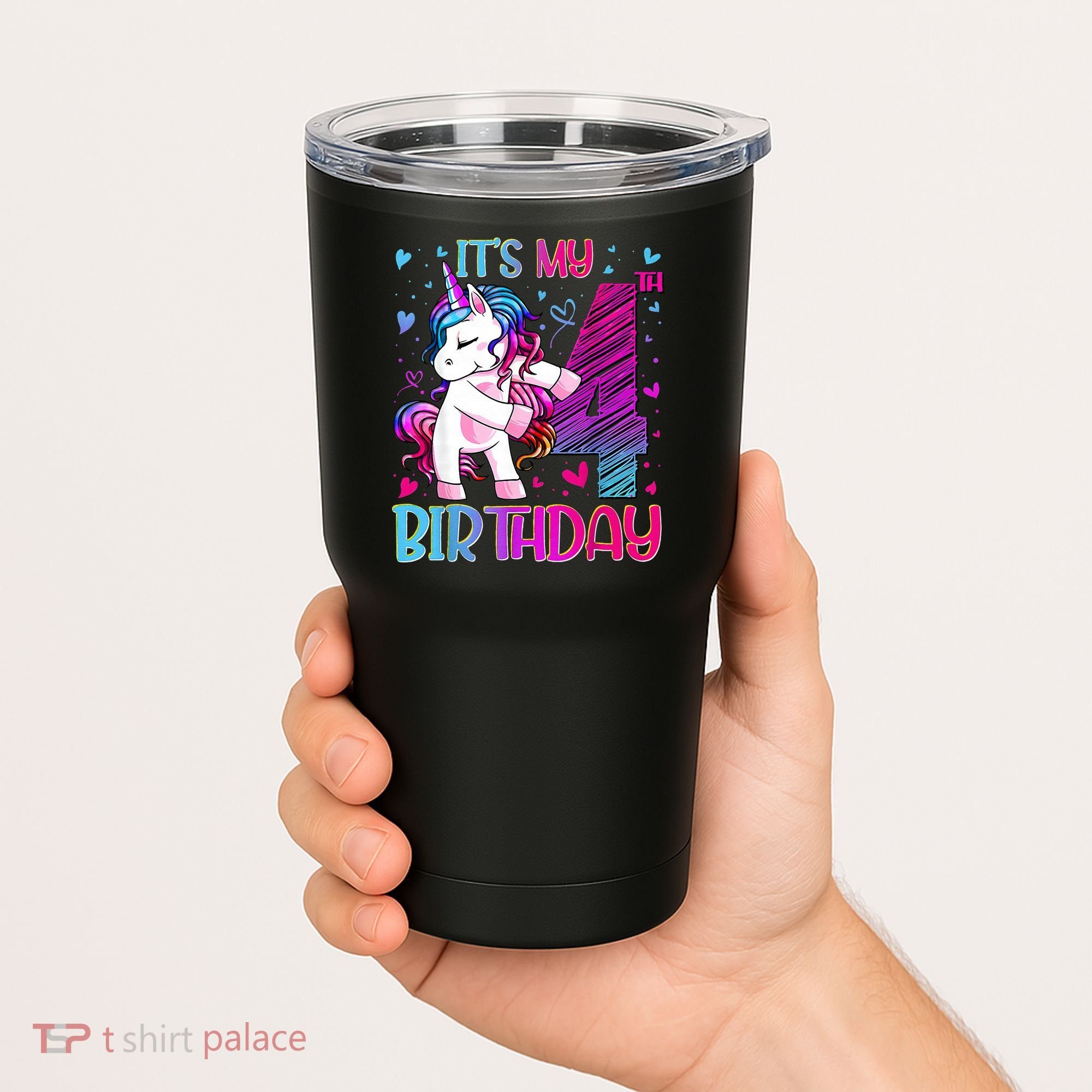 4 Years Old Unicorn Flossing 4th Birthday Unicorn Party Tumbler