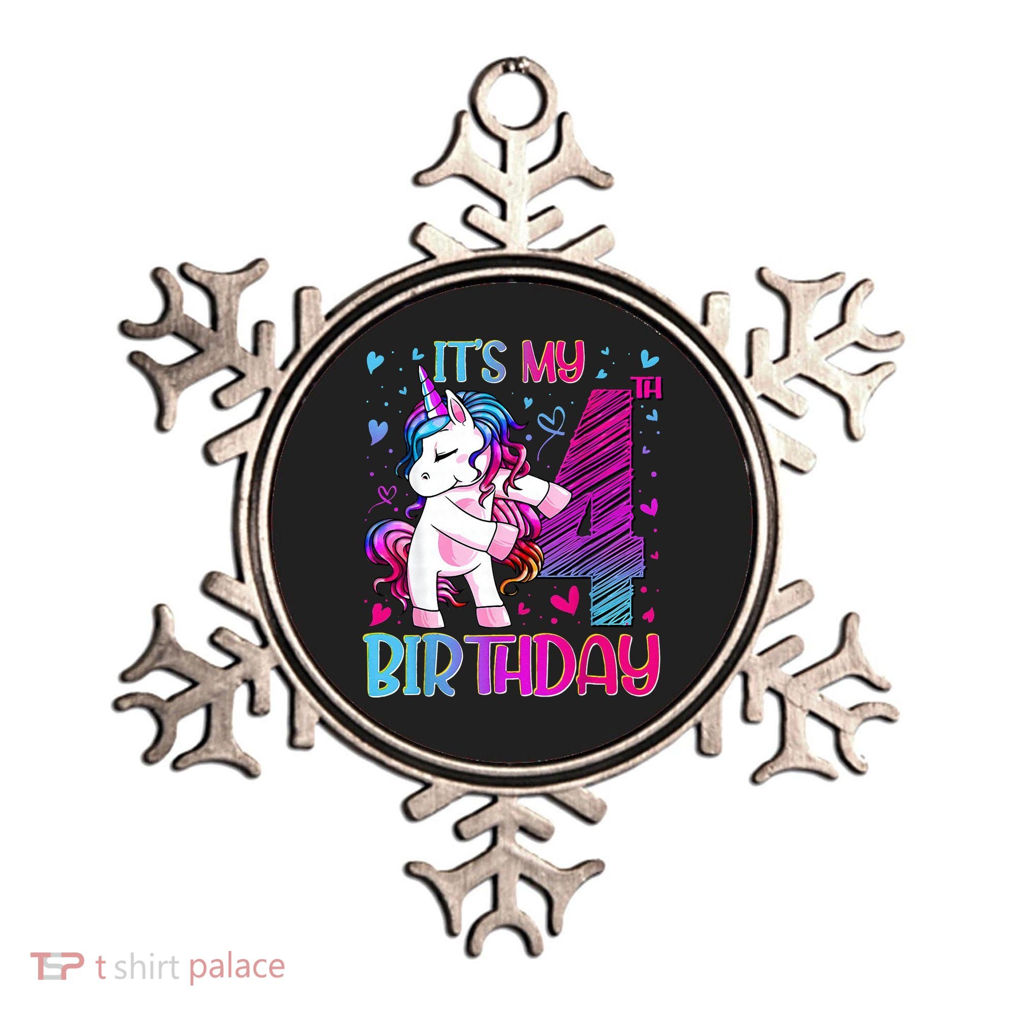 4 Years Old Unicorn Flossing 4th Birthday Unicorn Party Ornament
