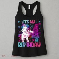 4 Years Old Unicorn Flossing 4th Birthday Unicorn Party Women's Tank Top thumb 3