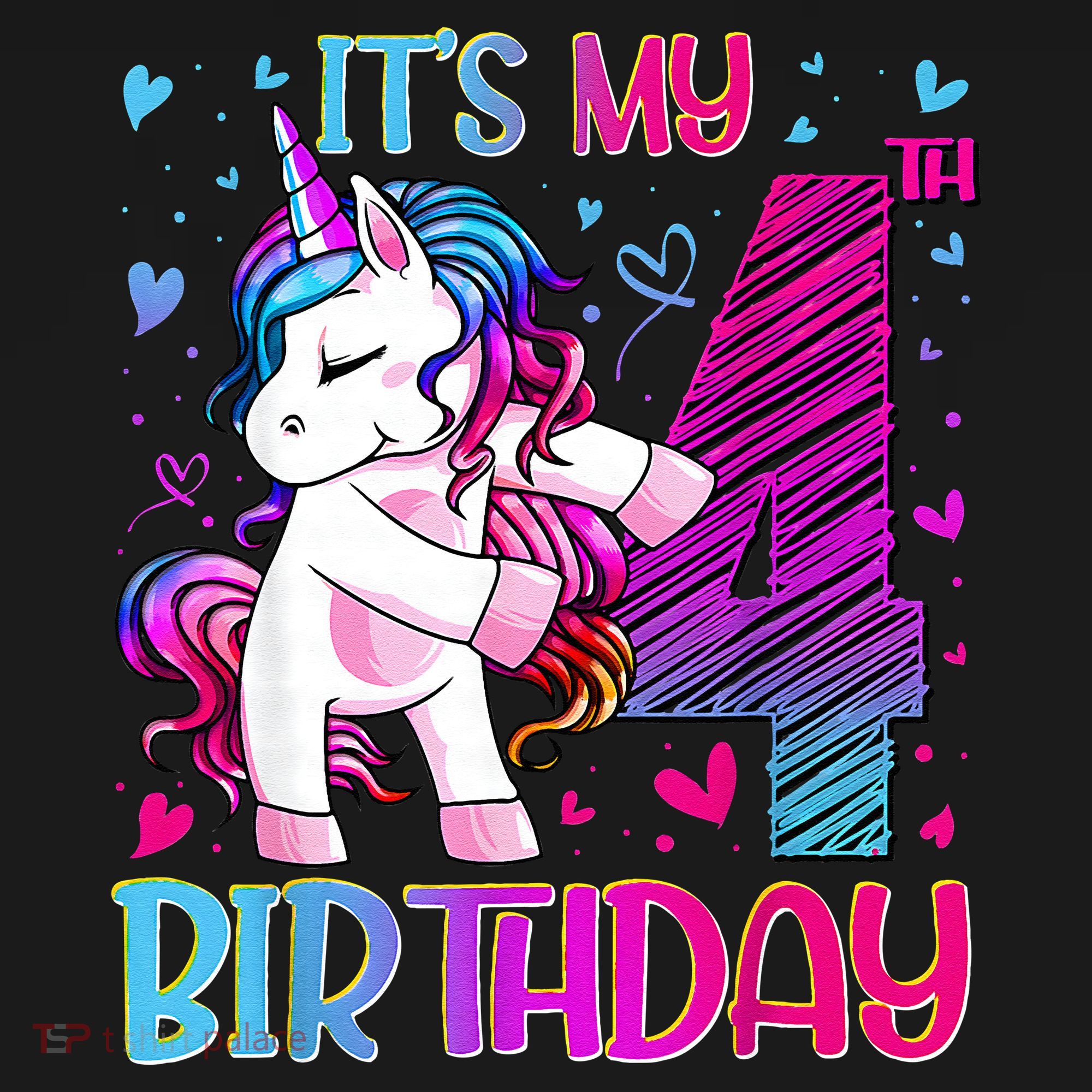 4 Years Old Unicorn Flossing 4th Birthday Unicorn Party Women's Tank Top
