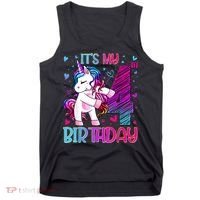 4 Years Old Unicorn Flossing 4th Birthday Unicorn Party Tank Top thumb 0