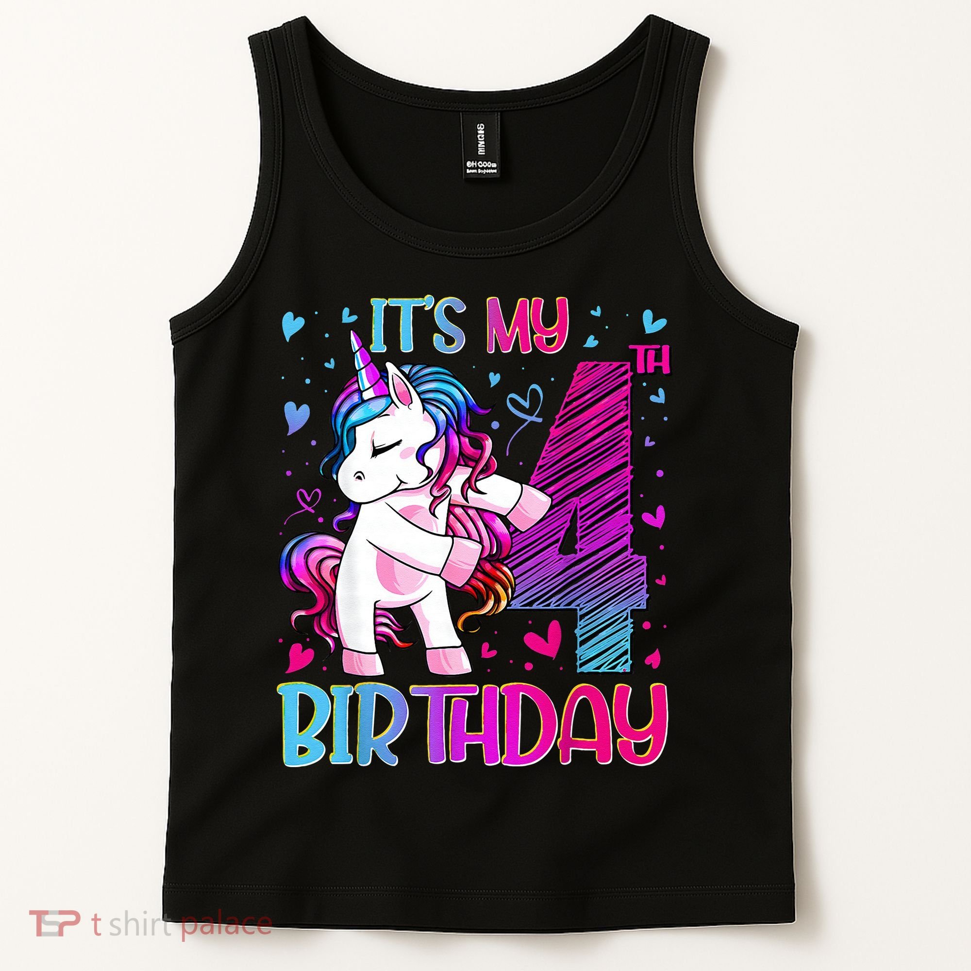 4 Years Old Unicorn Flossing 4th Birthday Unicorn Party Tank Top