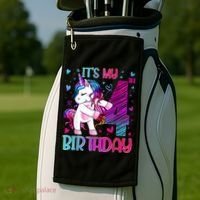 4 Years Old Unicorn Flossing 4th Birthday Unicorn Party Golf Towel thumb 2