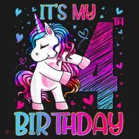 4 Years Old Unicorn Flossing 4th Birthday Unicorn Party Women's T-Shirt thumb 6