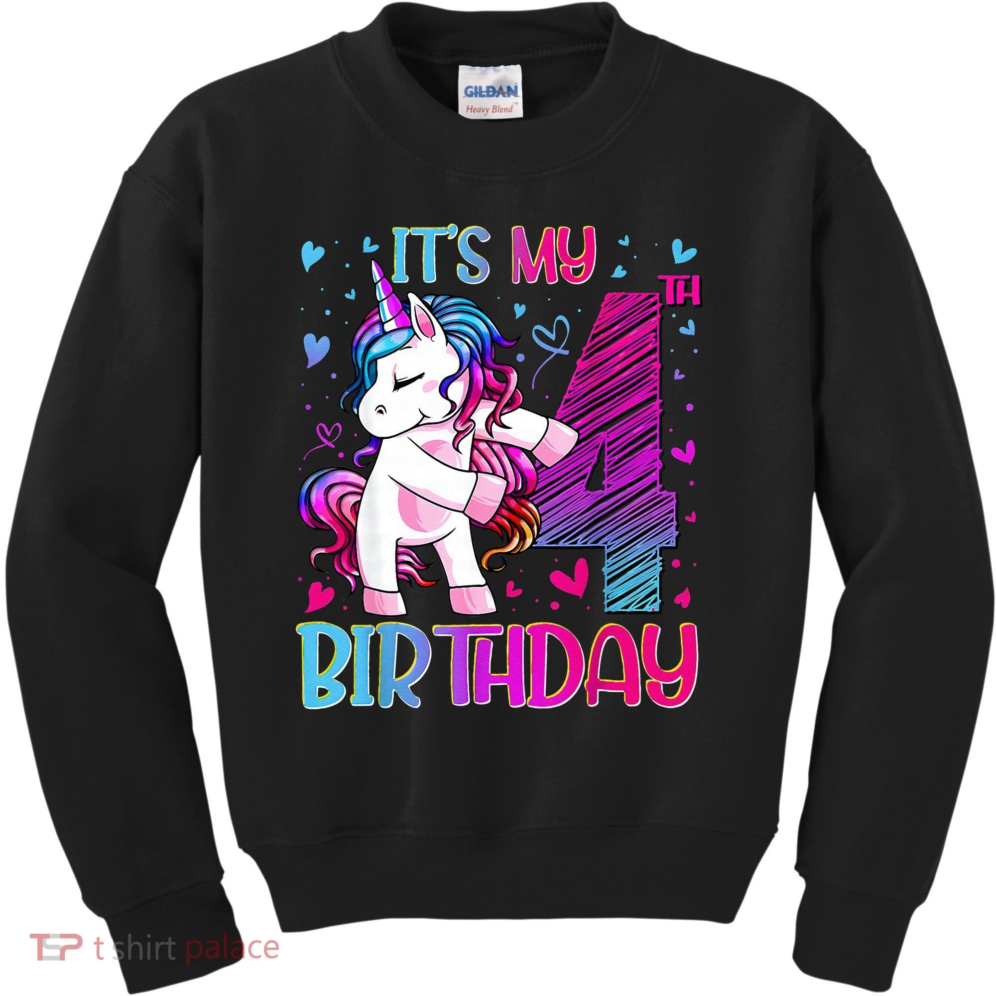 4 Years Old Unicorn Flossing 4th Birthday Unicorn Party Kids Sweatshirt