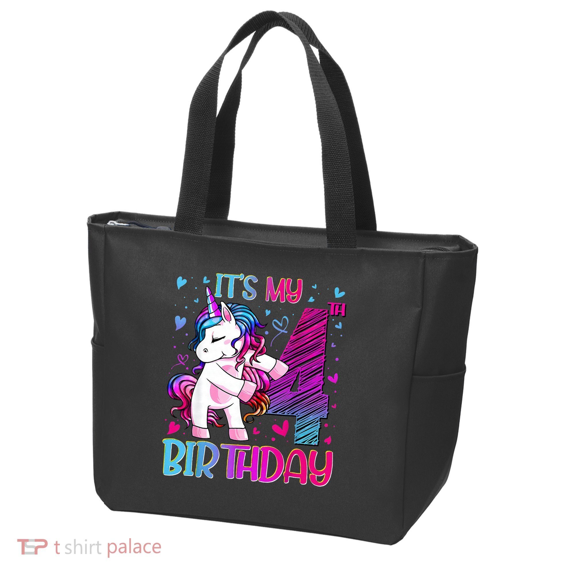 4 Years Old Unicorn Flossing 4th Birthday Unicorn Party Tote Bag