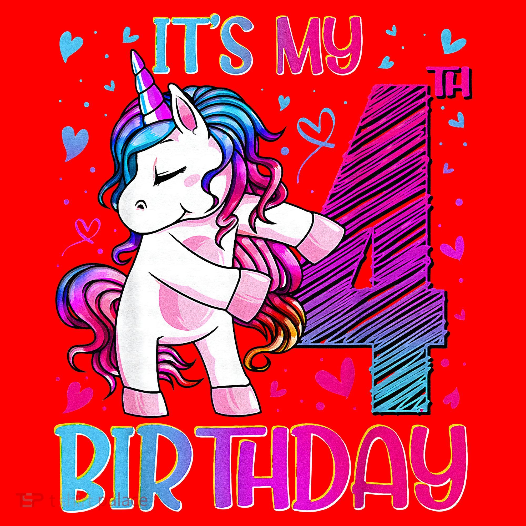 4 Years Old Unicorn Flossing 4th Birthday Unicorn Party Santa Hat