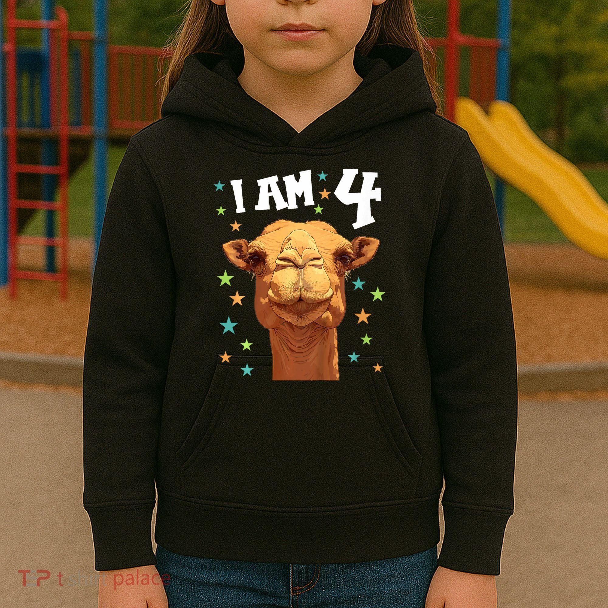 4 Years Old 4 Birthday Camels Boy Girl Camel Kids Hoodie