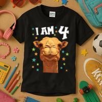 4 Years Old 4 Birthday Camels Boy Girl Camel Kids T-Shirt thumb 3