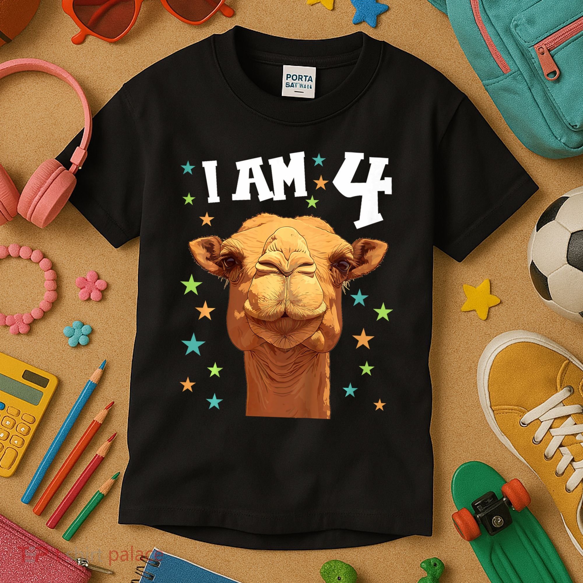 4 Years Old 4 Birthday Camels Boy Girl Camel Kids T-Shirt