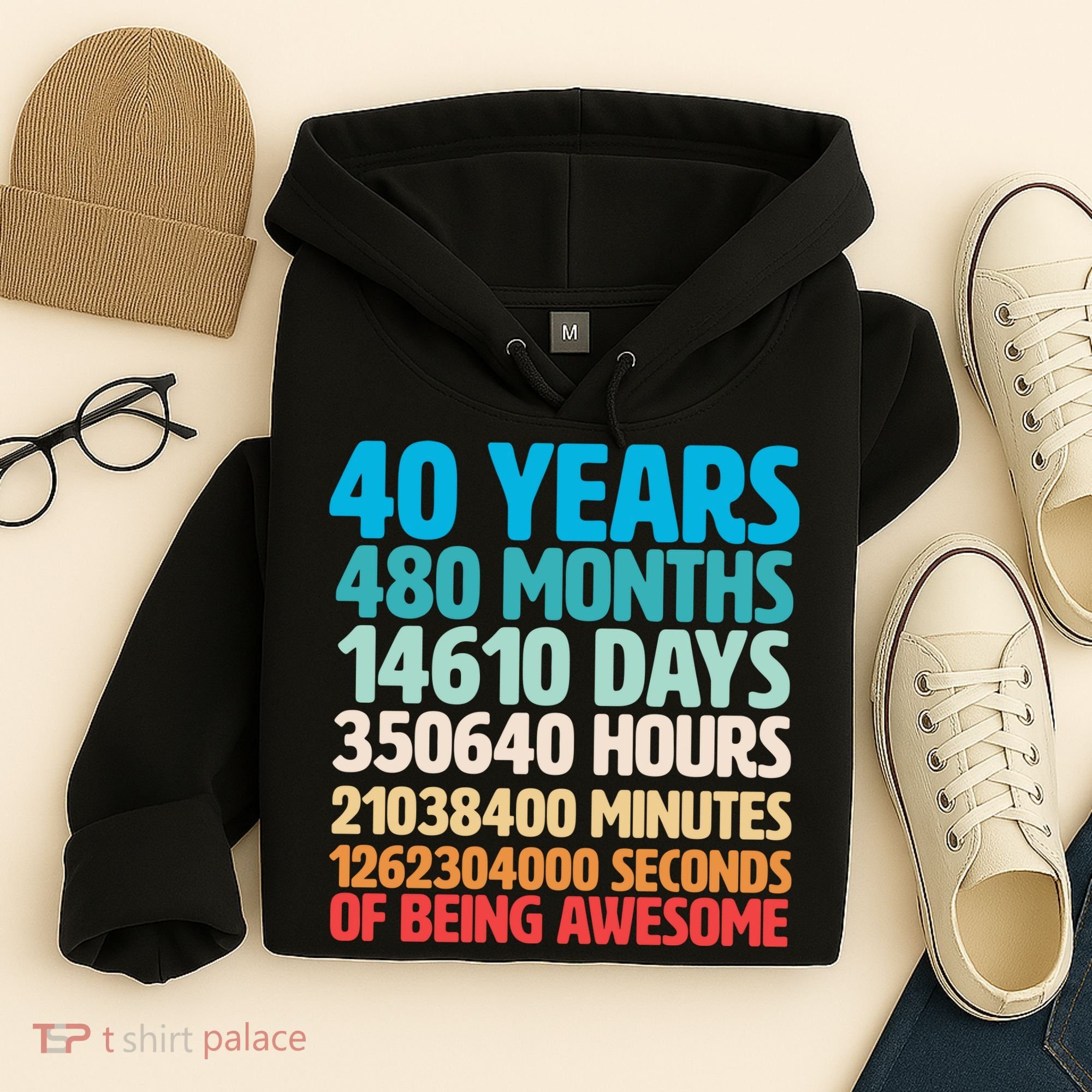 40 Years Of Being Awesome 40th Birthday Time Breakdown Hoodie
