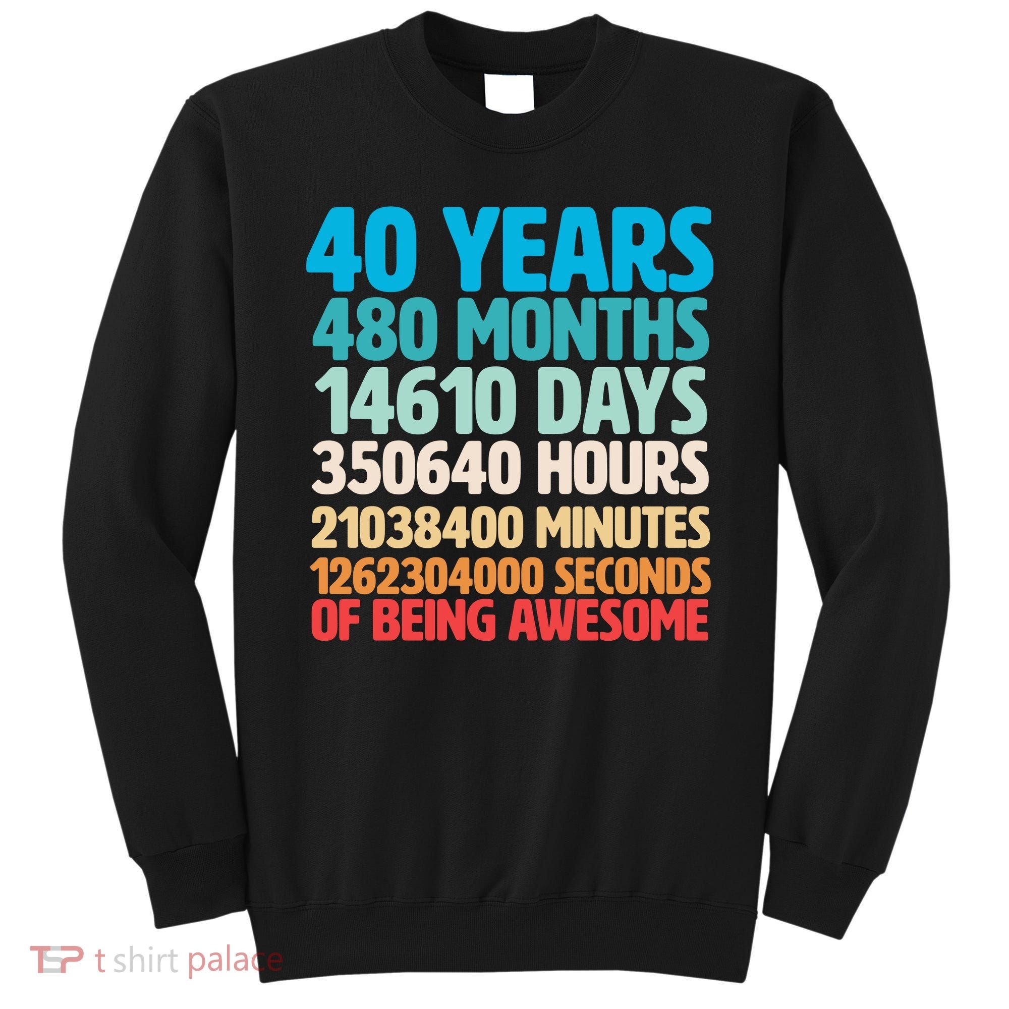 40 Years Of Being Awesome 40th Birthday Time Breakdown Sweatshirt