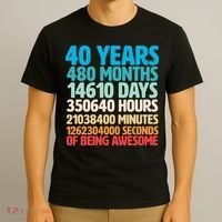 40 Years Of Being Awesome 40th Birthday Time Breakdown T-Shirt thumb 3