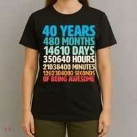 40 Years Of Being Awesome 40th Birthday Time Breakdown T-Shirt thumb 4