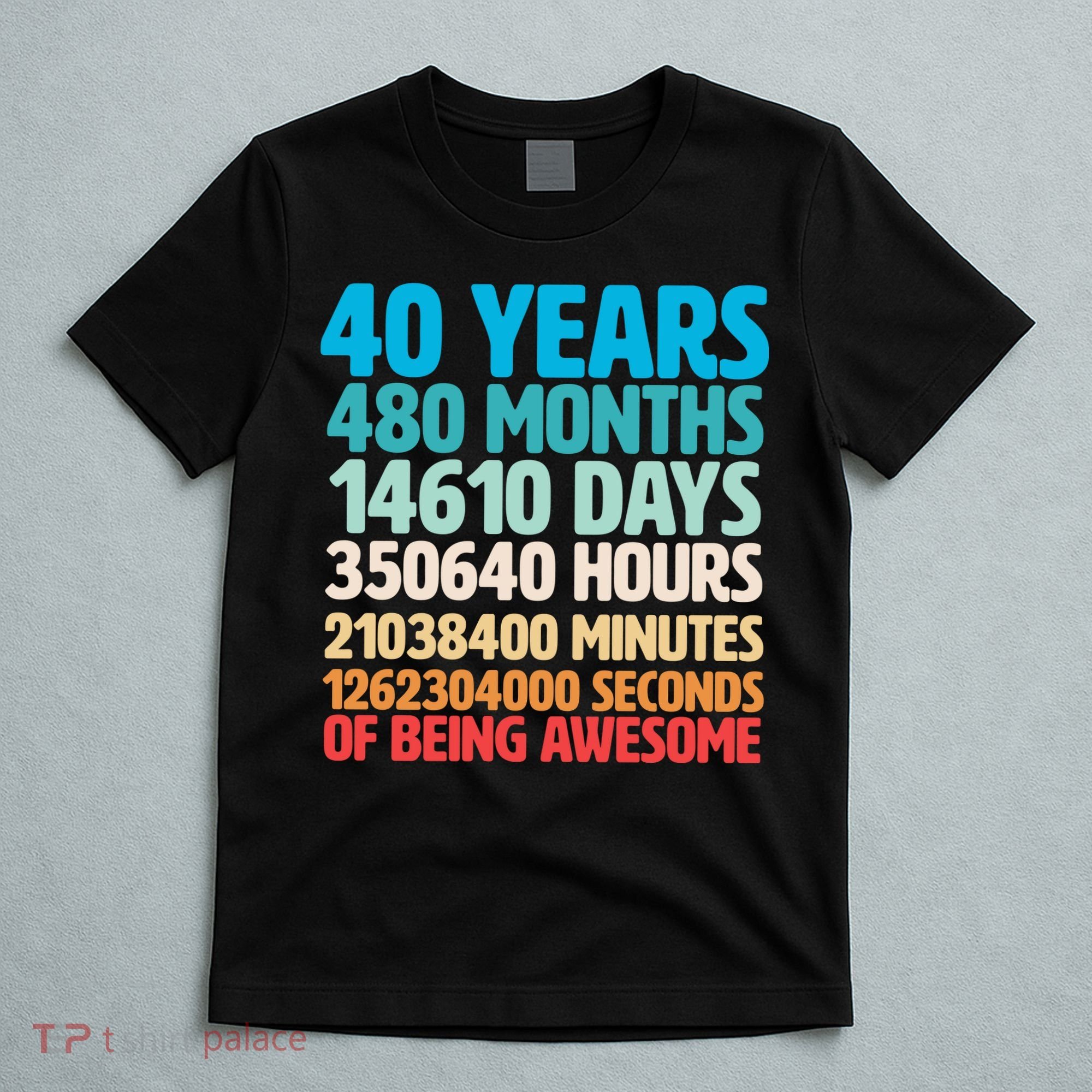 40 Years Of Being Awesome 40th Birthday Time Breakdown T-Shirt