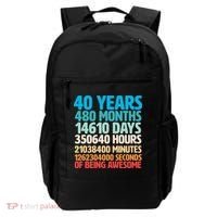 40 Years Of Being Awesome 40th Birthday Time Breakdown Backpack thumb 0