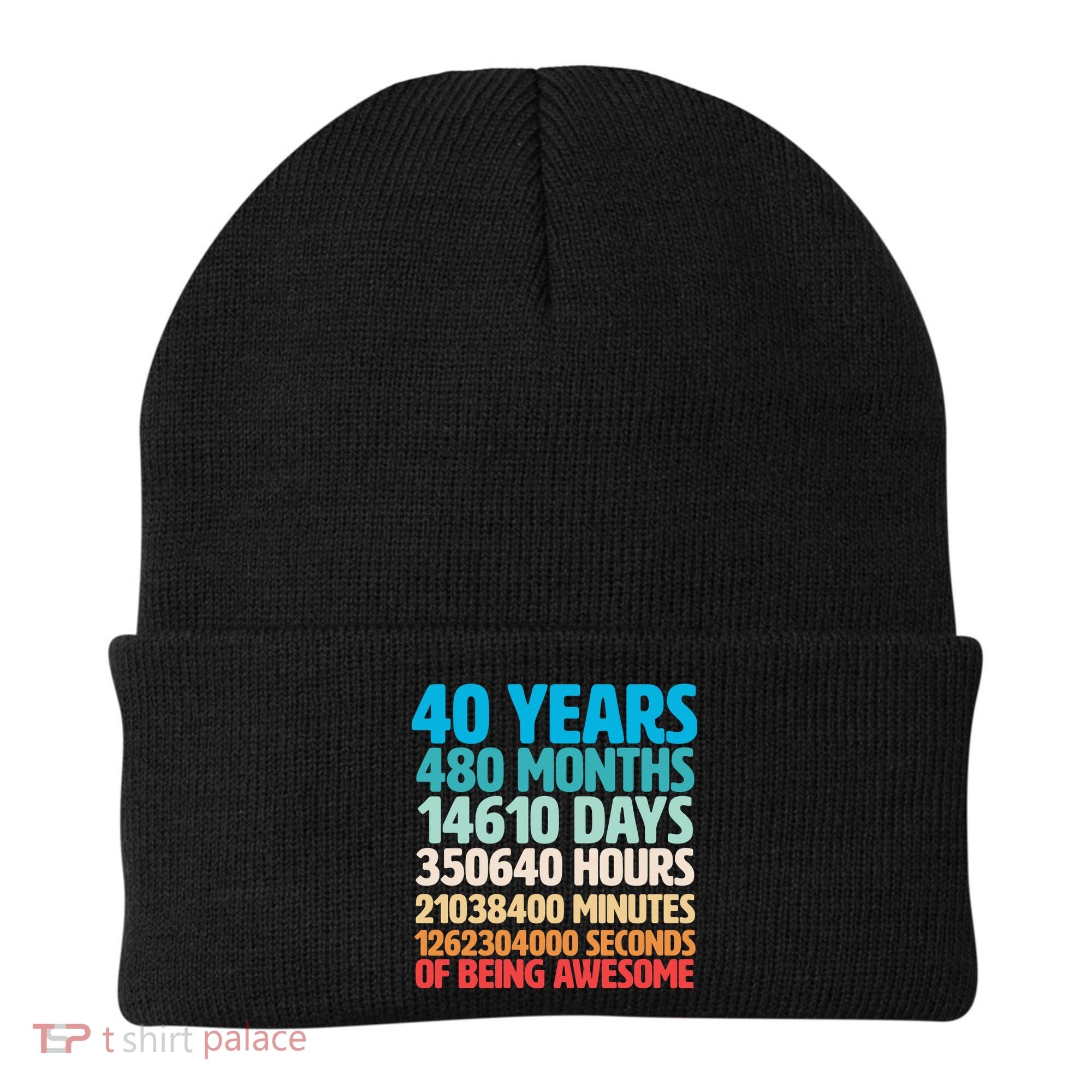 40 Years Of Being Awesome 40th Birthday Time Breakdown Beanie