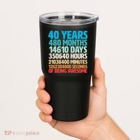 40 Years Of Being Awesome 40th Birthday Time Breakdown Tumbler thumb 2
