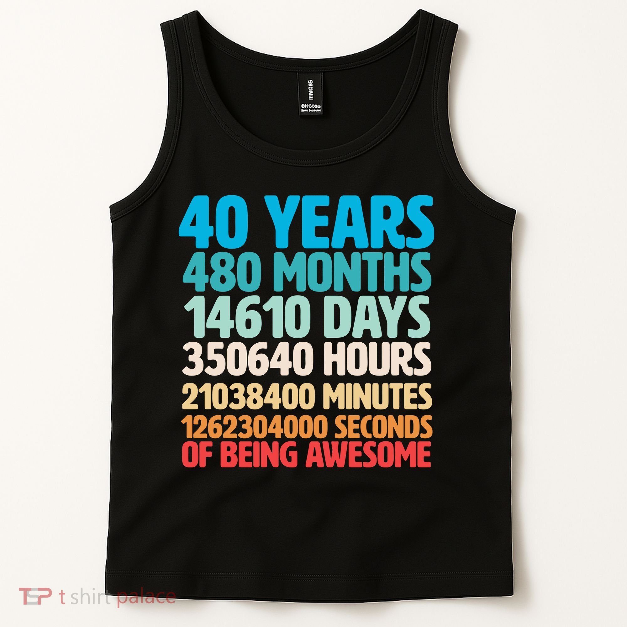 40 Years Of Being Awesome 40th Birthday Time Breakdown Tank Top