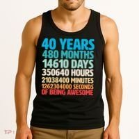 40 Years Of Being Awesome 40th Birthday Time Breakdown Tank Top thumb 3