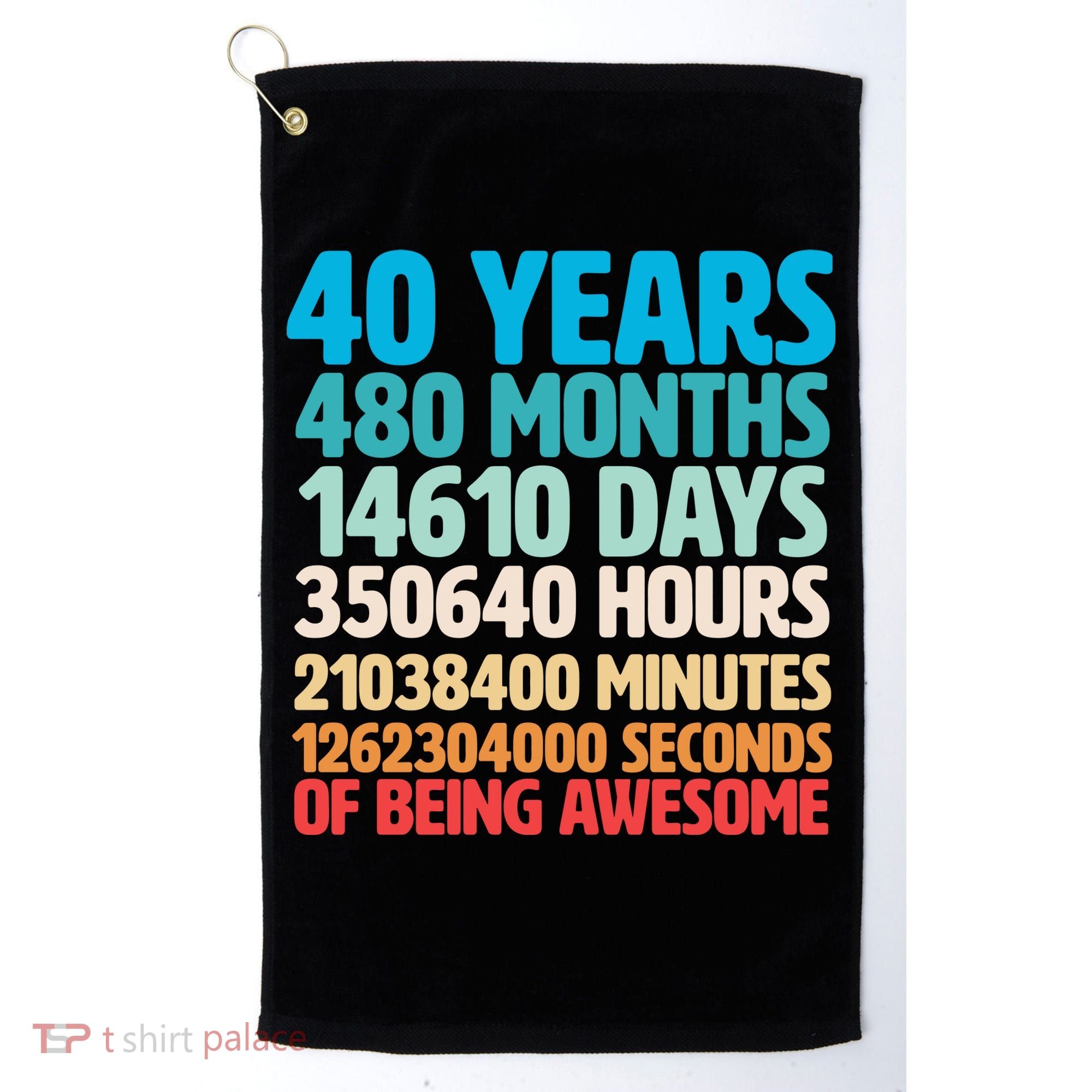 40 Years Of Being Awesome 40th Birthday Time Breakdown Golf Towel