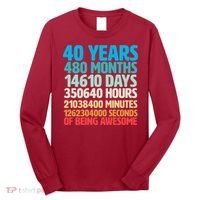 40 Years Of Being Awesome 40th Birthday Time Breakdown Long Sleeve Shirt thumb 0