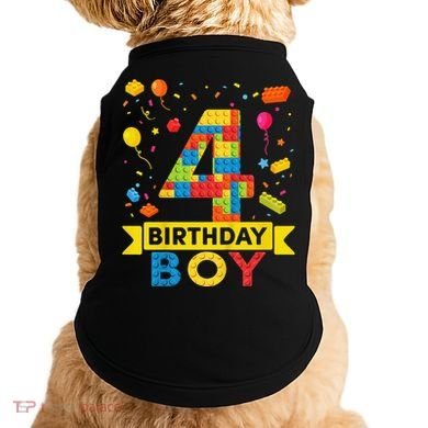 4 Year Old Building Blocks 4th Birthday Doggie Tank