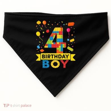 4 Year Old Building Blocks 4th Birthday USA-Made Doggie Bandana