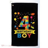 4 Year Old Building Blocks 4th Birthday Golf Towel thumb 0