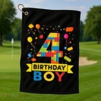 4 Year Old Building Blocks 4th Birthday Golf Towel thumb 1