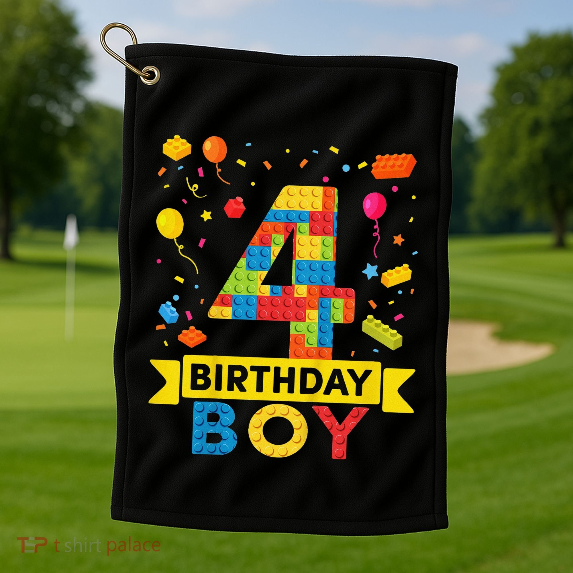 4 Year Old Building Blocks 4th Birthday Golf Towel