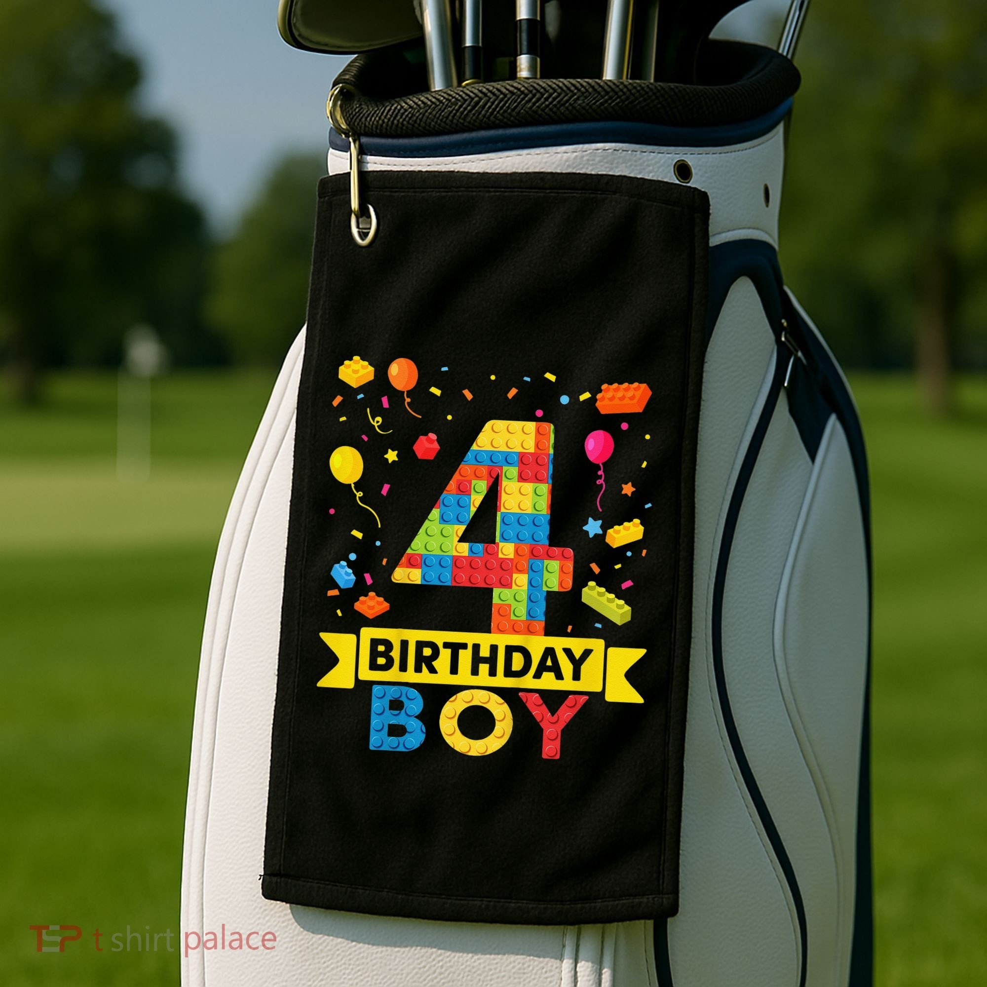 4 Year Old Building Blocks 4th Birthday Golf Towel