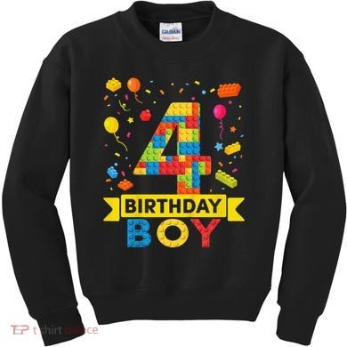 4 Year Old Building Blocks 4th Birthday Kids Sweatshirt