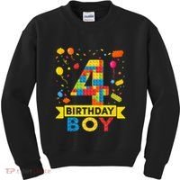 4 Year Old Building Blocks 4th Birthday Kids Sweatshirt thumb 0