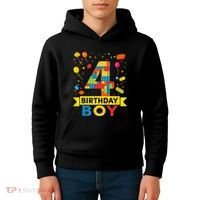 4 Year Old Building Blocks 4th Birthday Kids Hoodie thumb 4
