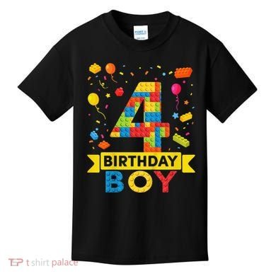 4 Year Old Building Blocks 4th Birthday Kids T-Shirt
