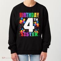 4 Years Old ItS My 4th Birthday Crew Balloons For Sister Women's Sweatshirt thumb 0