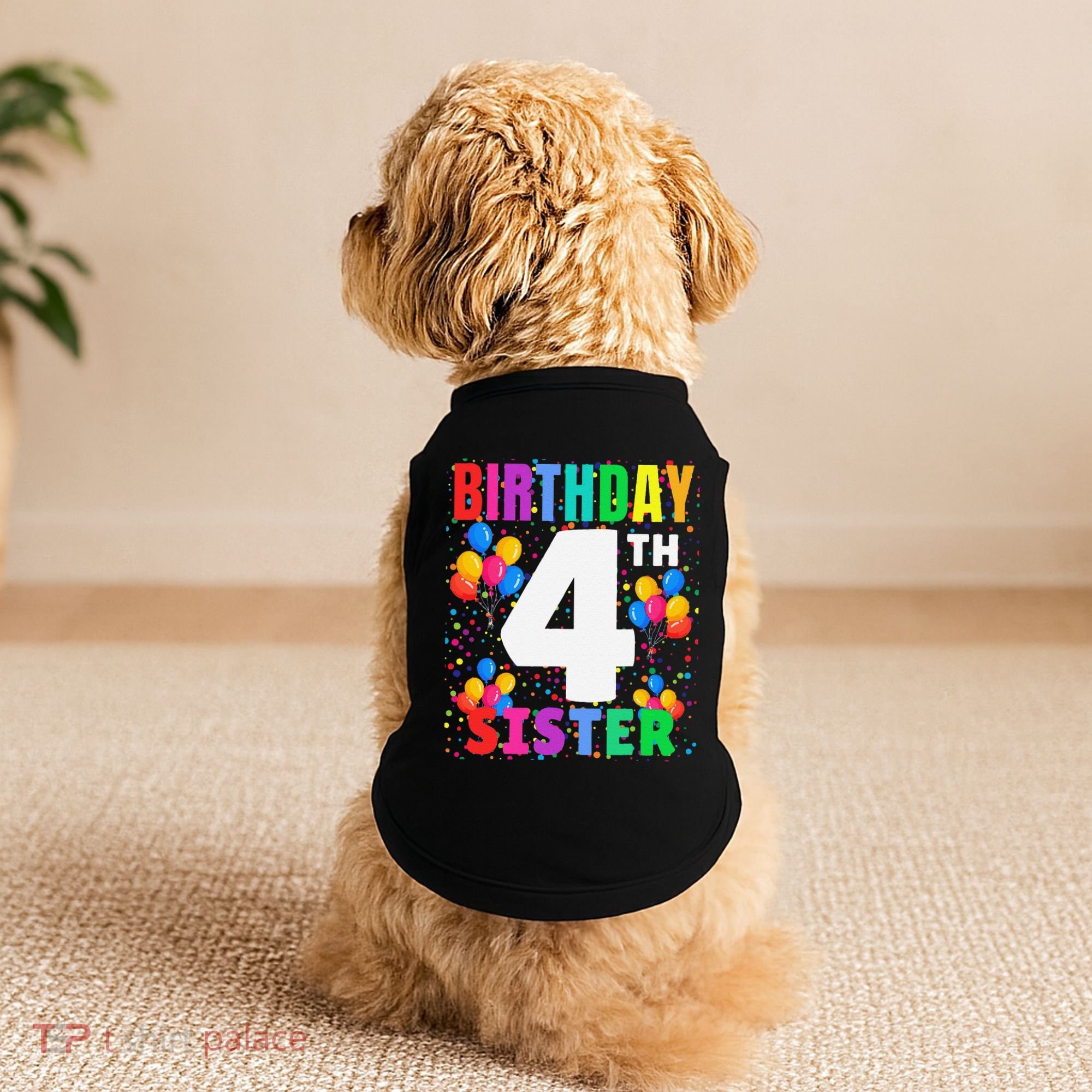 4 Years Old ItS My 4th Birthday Crew Balloons For Sister Doggie Tank