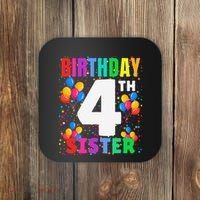 4 Years Old ItS My 4th Birthday Crew Balloons For Sister Coaster thumb 0