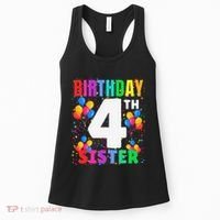 4 Years Old ItS My 4th Birthday Crew Balloons For Sister Women's Tank Top thumb 0