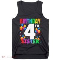 4 Years Old ItS My 4th Birthday Crew Balloons For Sister Tank Top thumb 0