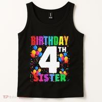 4 Years Old ItS My 4th Birthday Crew Balloons For Sister Tank Top thumb 2