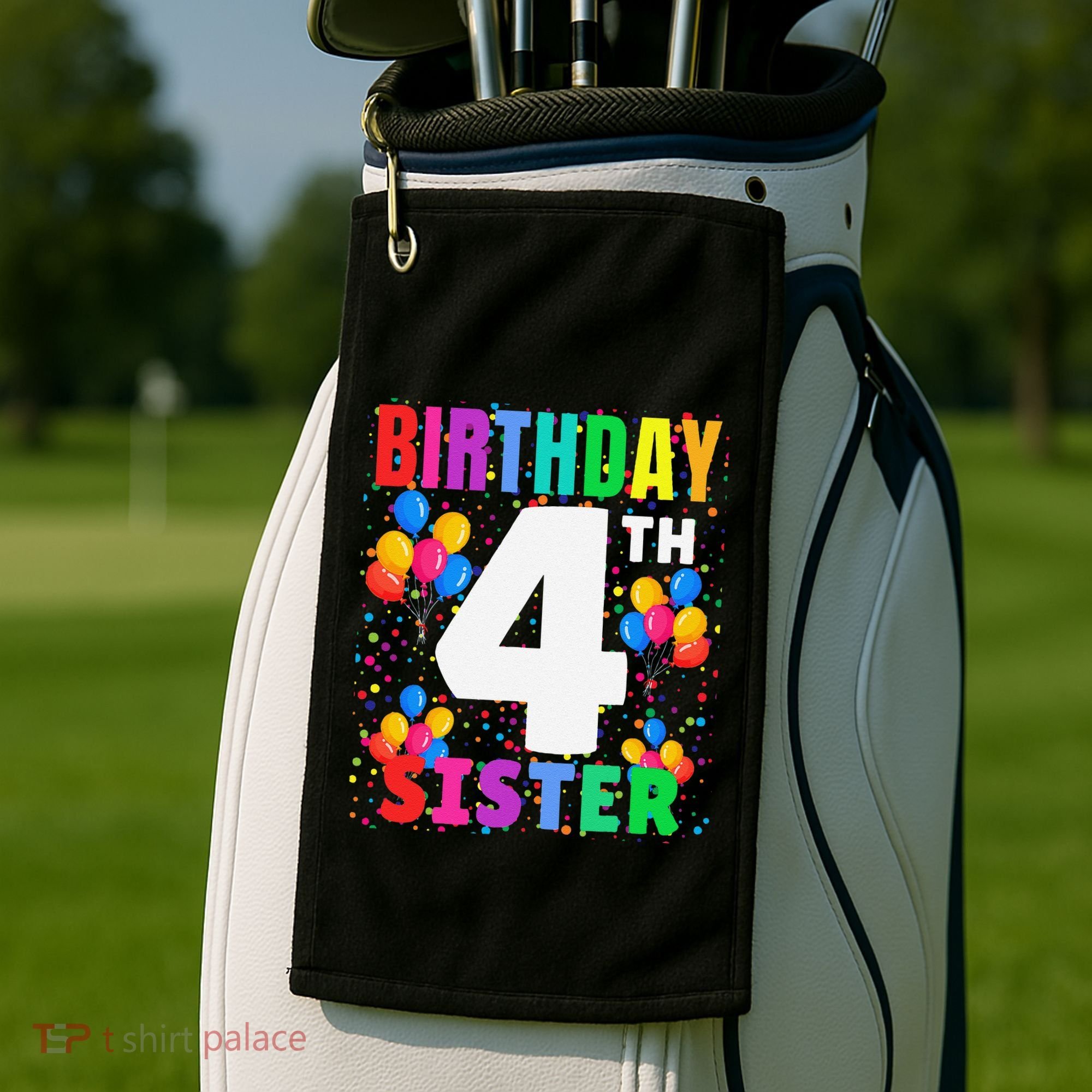 4 Years Old ItS My 4th Birthday Crew Balloons For Sister Golf Towel