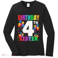 4 Years Old ItS My 4th Birthday Crew Balloons For Sister Women's Long Sleeve Shirt thumb 0