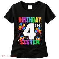 4 Years Old ItS My 4th Birthday Crew Balloons For Sister Women's T-Shirt thumb 0
