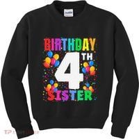 4 Years Old ItS My 4th Birthday Crew Balloons For Sister Kids Sweatshirt thumb 0