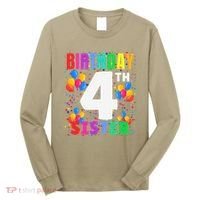 4 Years Old ItS My 4th Birthday Crew Balloons For Sister Long Sleeve Shirt thumb 0