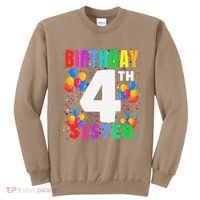4 Years Old ItS My 4th Birthday Crew Balloons For Sister Sweatshirt thumb 0
