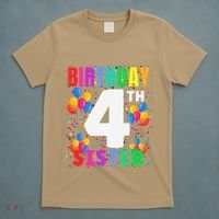 4 Years Old ItS My 4th Birthday Crew Balloons For Sister T-Shirt thumb 5