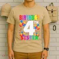 4 Years Old ItS My 4th Birthday Crew Balloons For Sister T-Shirt thumb 6